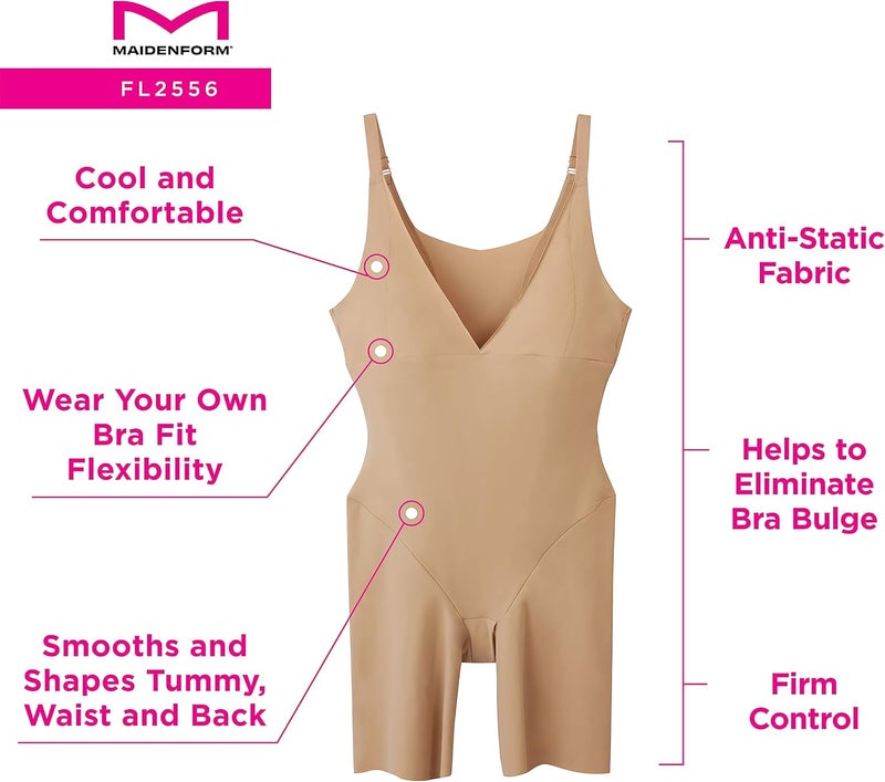 Maidenform Women's Take Inches Off Unitard Bodysuit in Beige (Body Blush) - Size L - Image 5